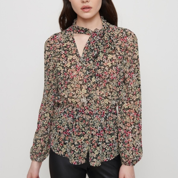 Dynamite button up neck tie bloue - Picture 1 of 4